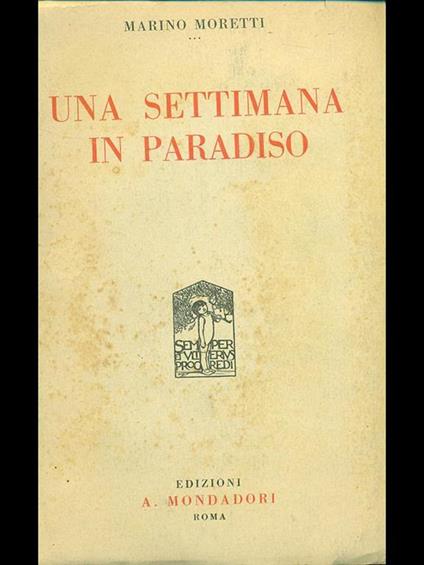 Una settimana in paradiso - Marino Moretti - copertina