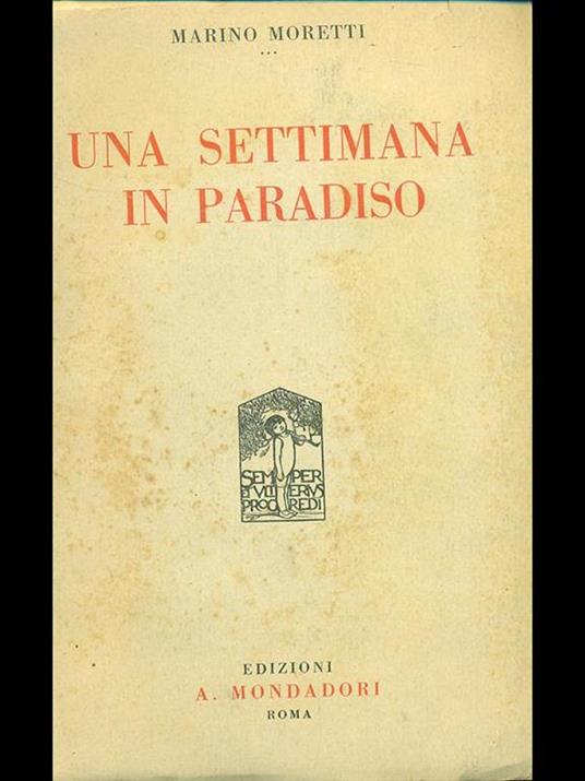 Una settimana in paradiso - Marino Moretti - copertina