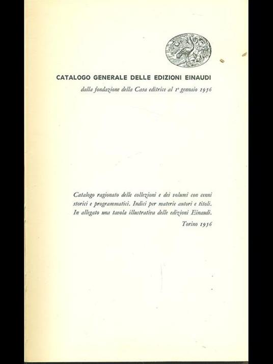 Il catalogo generale delle edizioni Einaudi - copertina