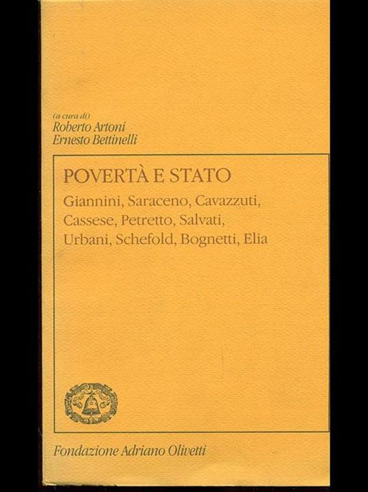 Povertà e stato - Roberto Artoni,Ernesto Bettinelli - copertina