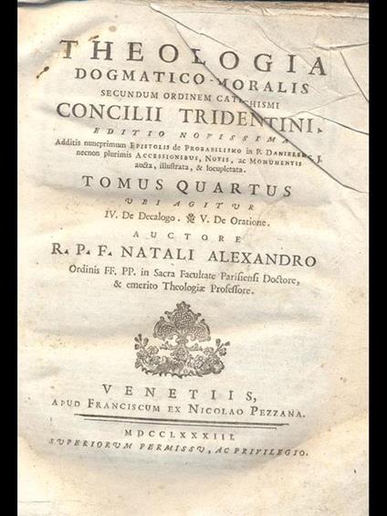 Theologia Dogmatico-Moralis - copertina