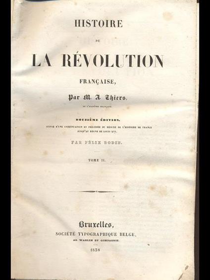Histoire de la Revolution française - Adolphe Thiers - copertina