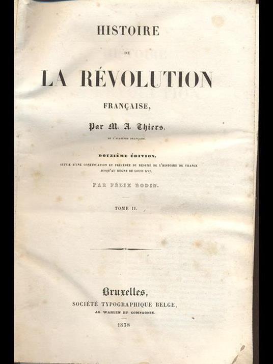 Histoire de la Revolution française - Adolphe Thiers - copertina
