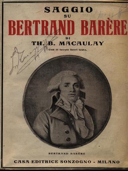 Saggio su Bertrand Barere - Thomas Babington Macaulay - copertina