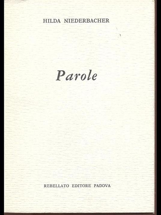Parole - Hilda Niederbacher - copertina