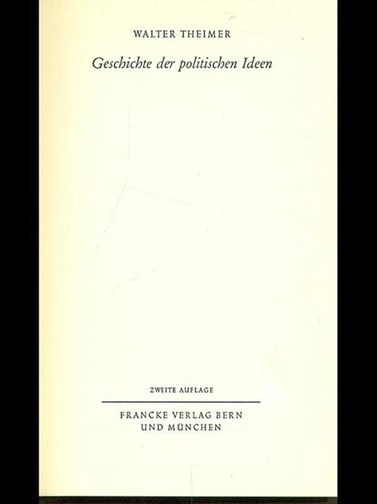 Geschichte der politischen ideen - Walter Theimer - copertina