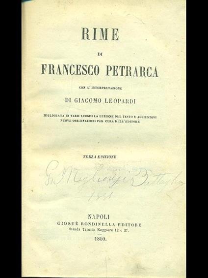 Rime di Francesco Petrarca - copertina