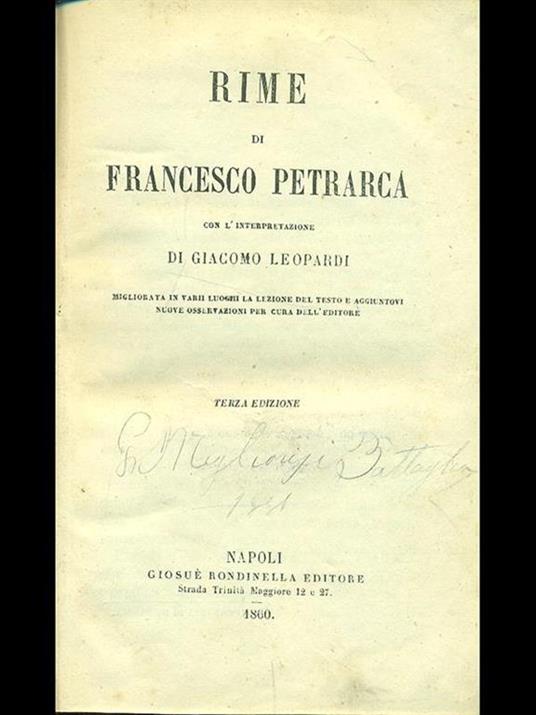 Rime di Francesco Petrarca - copertina