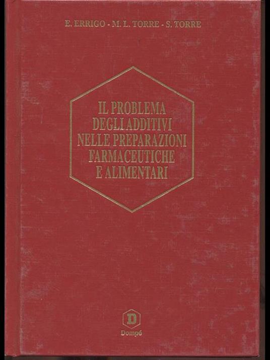 Il problema degli additivi nelle preparazioni farmaceutiche e alimentari - copertina