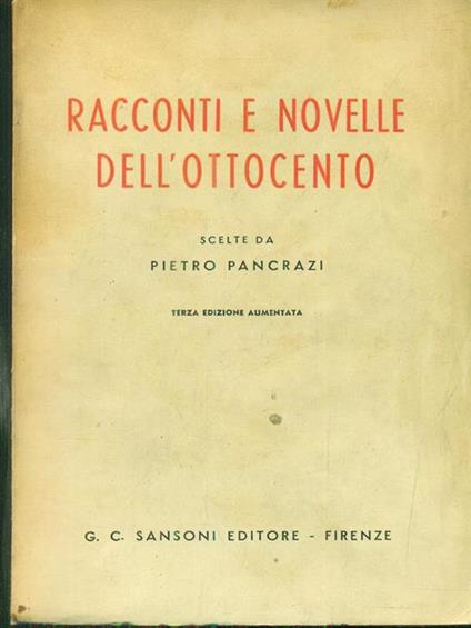 Racconti e novelle dell'ottocento - Pietro Pancrazi - copertina