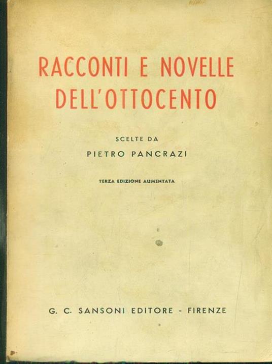 Racconti e novelle dell'ottocento - Pietro Pancrazi - copertina