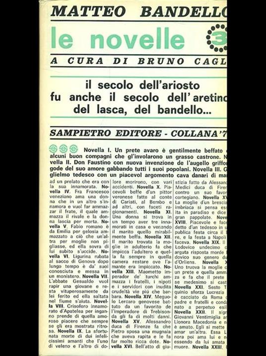 Le novelle Vol. 3 - Matteo Bandello - copertina