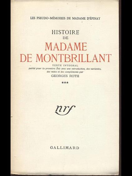 Histoire de Madame de Montbrillant - copertina