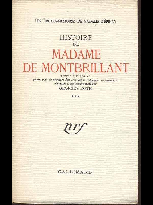 Histoire de Madame de Montbrillant