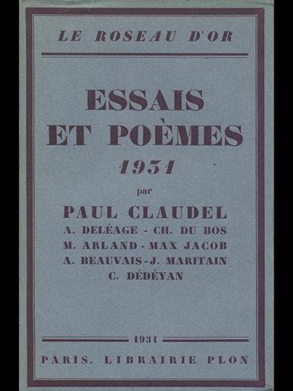Essais et poemes 1931 - copertina