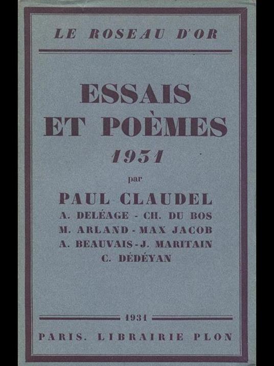 Essais et poemes 1931 - copertina