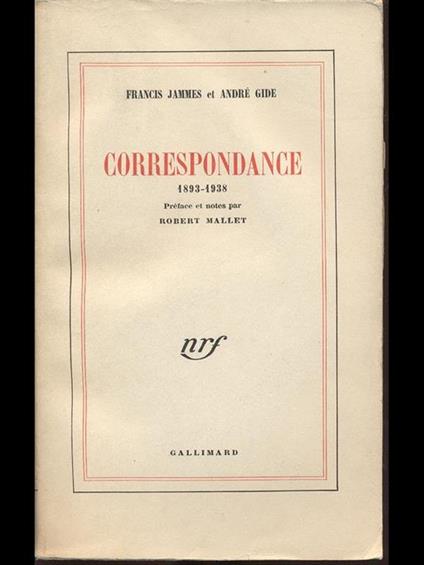 Correspondance 1893. 1938 - copertina