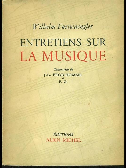 Entretiens sur la musique - Wilhelm Furtwaengler - copertina