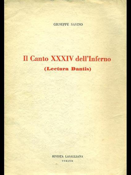 Il canto XXXIV dell'Inferno - Giancarlo Savino - copertina