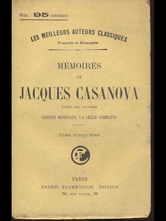 Memoires V - Giacomo Casanova - copertina