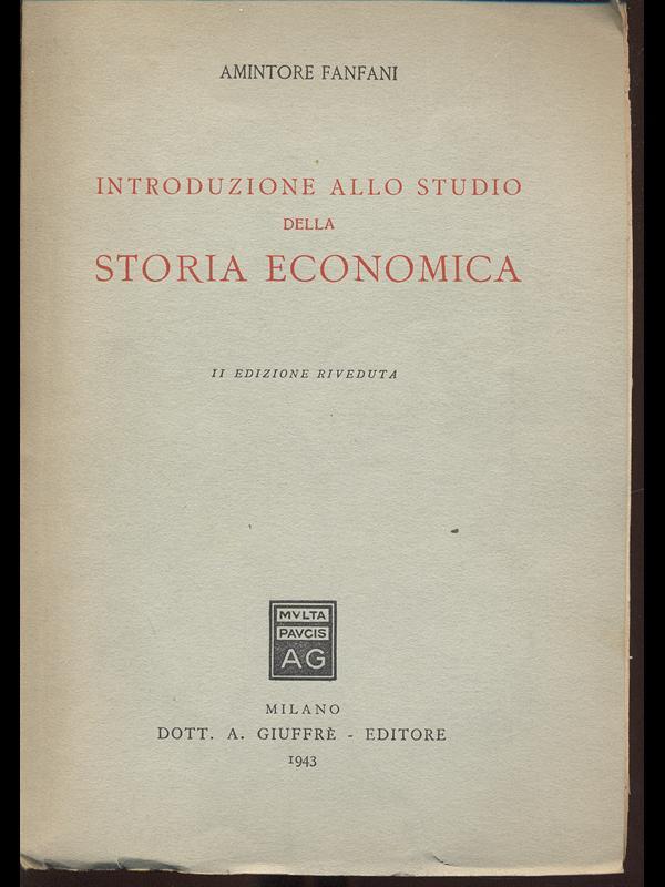 Introduzione allo allo studio della storia economica
