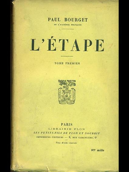 L' etape - Paul Bourget - copertina