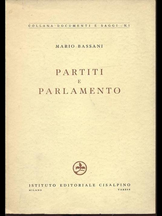 Partiti e Parlamento - Mario Bassani - copertina