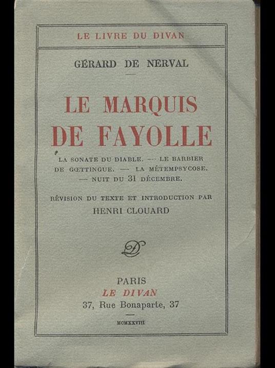 Le marquis de fayolle - Gérard de Nerval - copertina