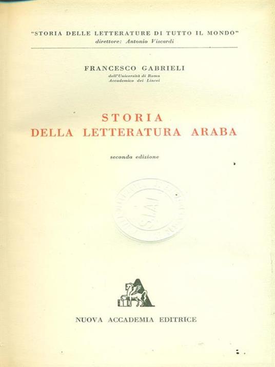 Storia della letteratura araba - Francesco Gabrieli - copertina