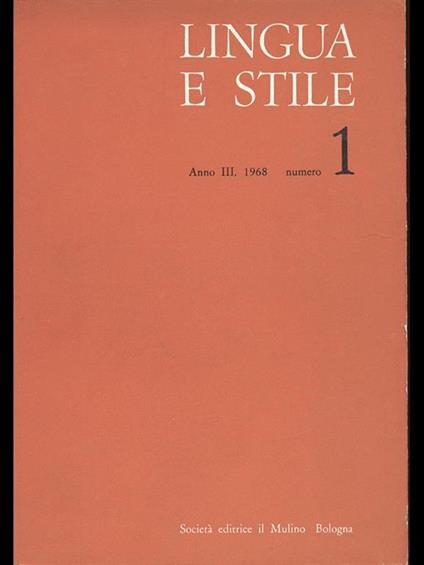 Lingua e stile. anno III n1 - copertina