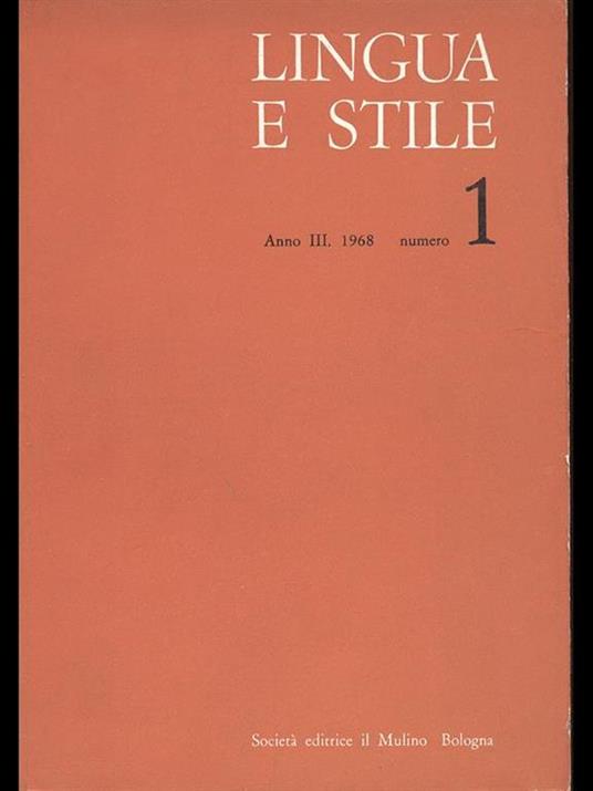 Lingua e stile. anno III n1 - copertina