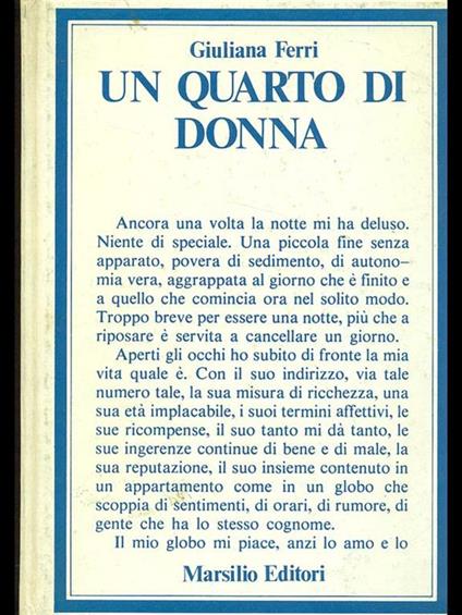Un quarto di donna - Giuliana Ferri - copertina