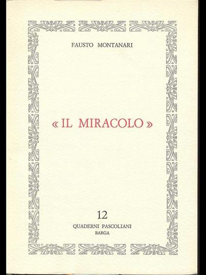Il miracolo - Fausto Montanari - copertina