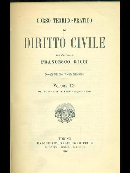 Diritto civile vol. 9 - Francesco Ricci - copertina