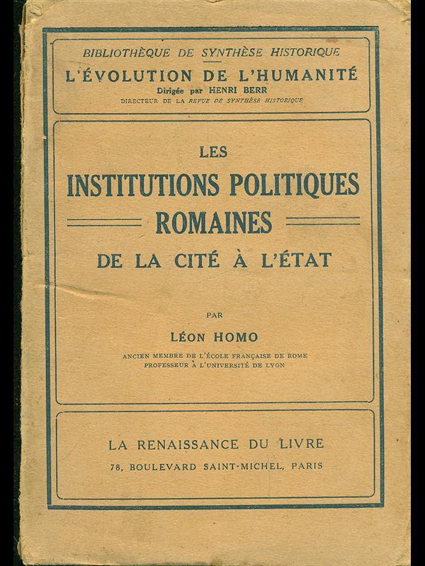 Les institutions politiques romaines de la cité a l'etat