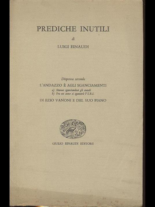 Prediche inutili - dispensa seconda - Luigi Einaudi - copertina