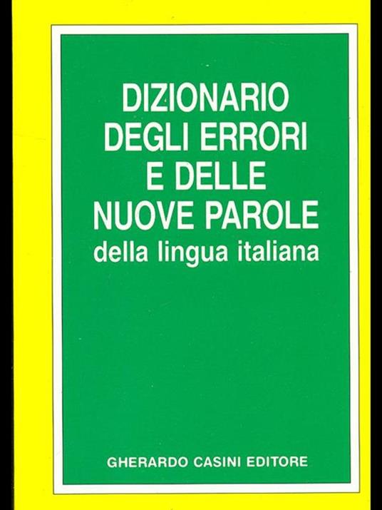 dizionario degli errori e delle nuove parole della lingua italiana - copertina
