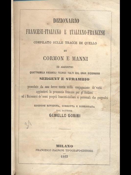 Dizionario FRancese italiano / Italiano Francese - copertina