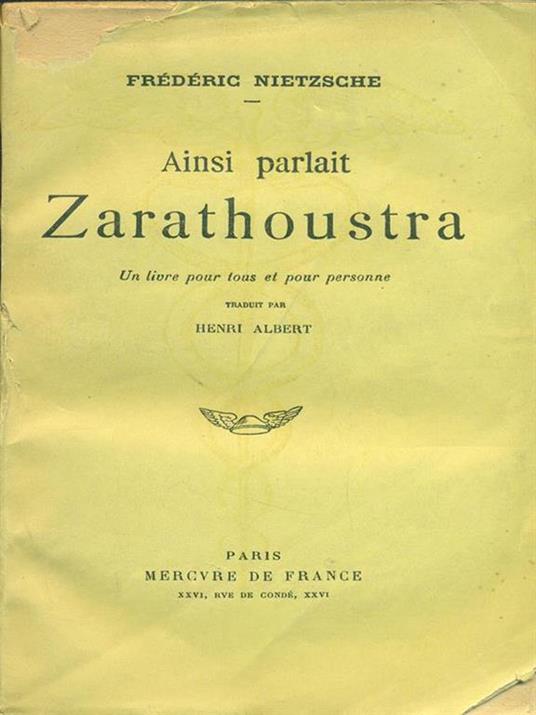 Ainsi parlait Zarathoustra - Friedrich Nietzsche - copertina