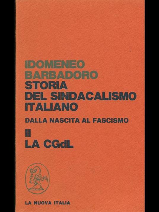 Storia del sindacalismo italiano - Idomeneo Barbadoro - copertina