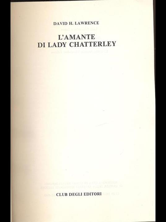 L' amante di Lady Chatterley - David Herbert Lawrence - copertina