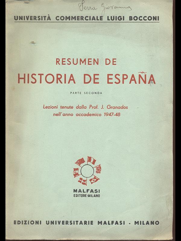 Resumen de Historia de Espana - parte seconda
