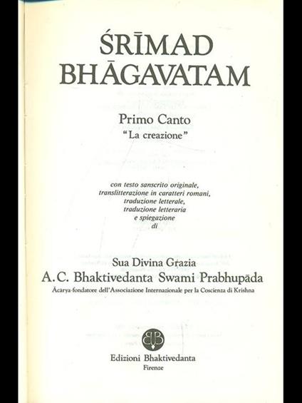 Srimad Bhagavatam. Primo Canto: La creazione Vol. 4 - A. C. Bhaktivedanta Swami Prabhupada - copertina