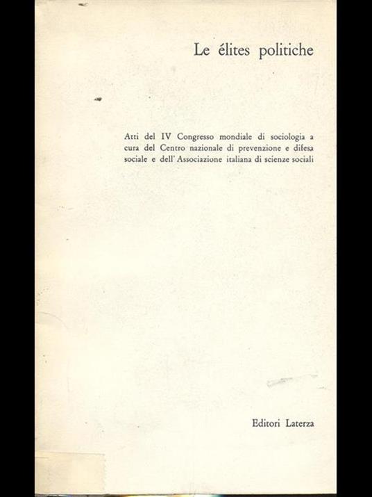 Le elites politiche - copertina