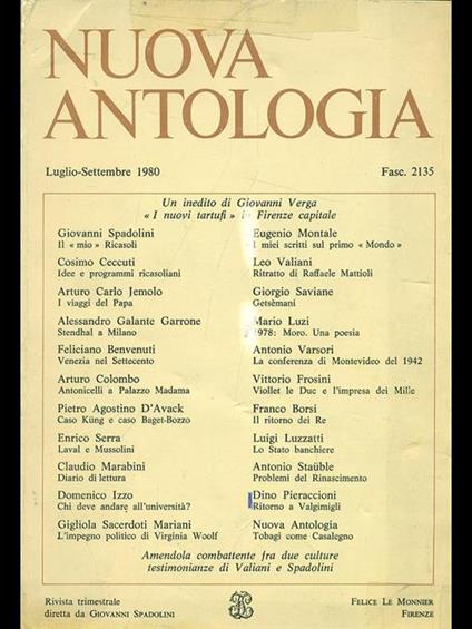 Nuova Antologia luglio settembre 1980 - copertina