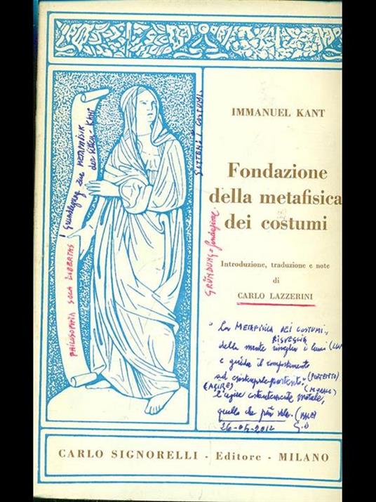 Fondazione della metafisica dei costumi - Immanuel Kant - copertina