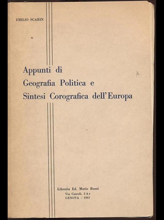 Appunti di Geografia Politica e Sintesi Corografica dell'Europa - copertina
