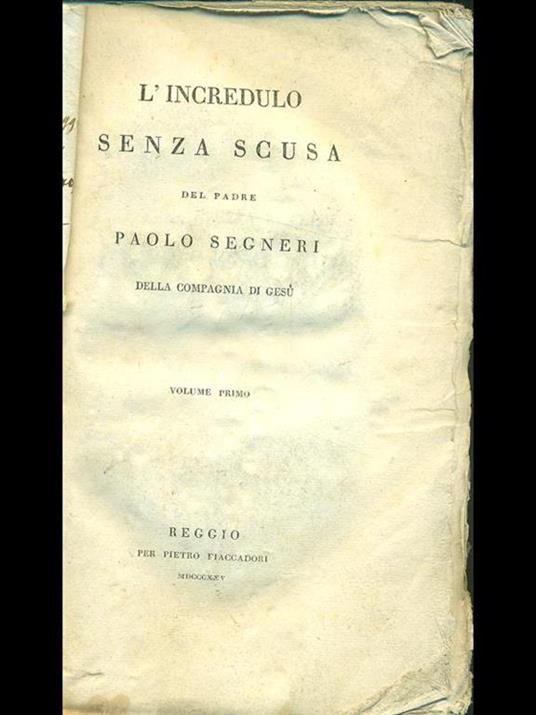 L' incredu7lo senza scusa - Paolo Segneri - copertina