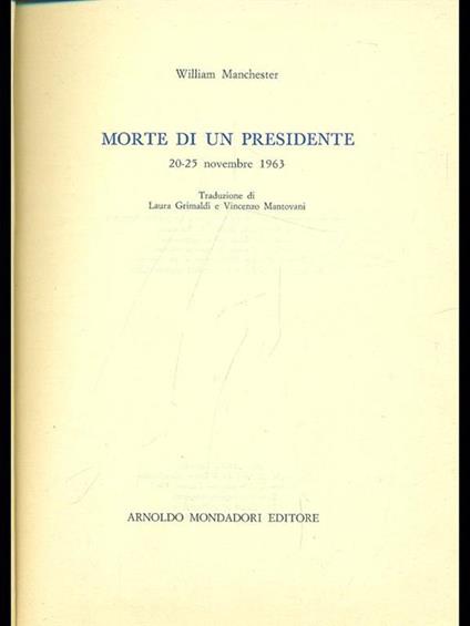 Morte di un presidente - William Manchester - copertina