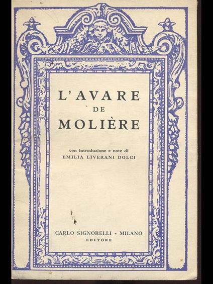 L' Avare - Molière - copertina
